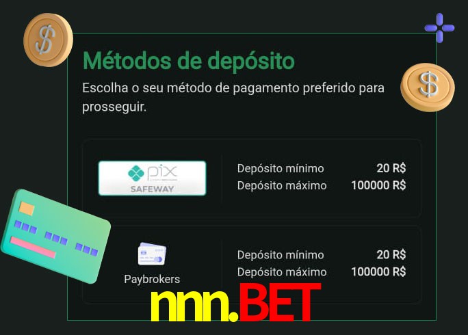 O cassino nnn.bet oferece uma grande variedade de métodos de pagamento